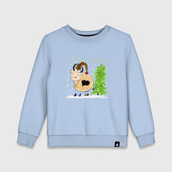 Свитшот хлопковый детский Веселая корова Marry Christmas, цвет: мягкое небо