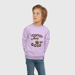 Свитшот хлопковый детский Кофе хорошая идея, цвет: лаванда — фото 2