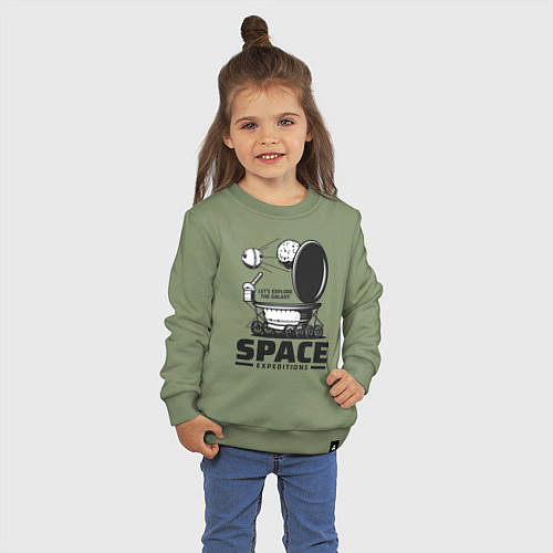 Детский свитшот Космическая экспедиция лунохода / Авокадо – фото 3