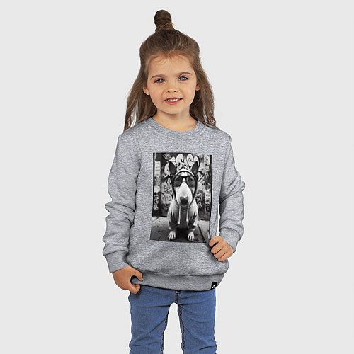 Детский свитшот Булли у стены с граффити / Меланж – фото 3
