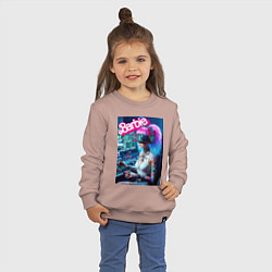 Свитшот хлопковый детский Barbie is an avid gamer, цвет: пыльно-розовый — фото 2