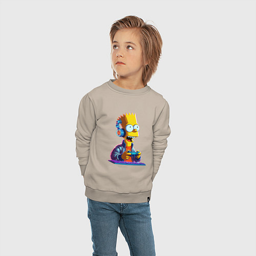 Детский свитшот Bart is an avid gamer / Миндальный – фото 4