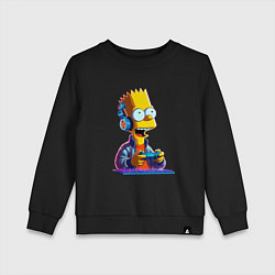 Свитшот хлопковый детский Bart is an avid gamer, цвет: черный