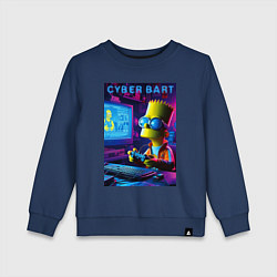 Свитшот хлопковый детский Cyber Bart is an avid gamer, цвет: тёмно-синий