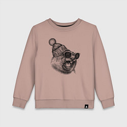 Свитшот хлопковый детский Орущий суслик-хипстер, цвет: пыльно-розовый
