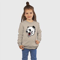 Свитшот хлопковый детский Оскал панды, цвет: миндальный — фото 2