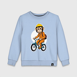 Свитшот хлопковый детский Обезьяна на велосипеде, цвет: мягкое небо