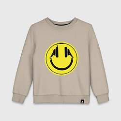 Свитшот хлопковый детский Смайл диджея, цвет: миндальный