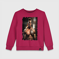 Свитшот хлопковый детский Майк Тайсон лучший боксер, цвет: маджента