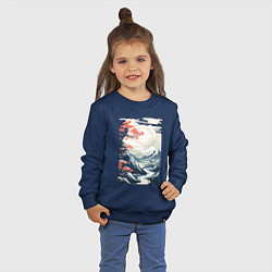 Свитшот хлопковый детский Горный пейзаж в японском стиле, цвет: тёмно-синий — фото 2