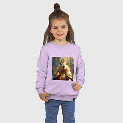 Свитшот хлопковый детский Мем царь капибара в золотых латах и короне, цвет: лаванда — фото 2