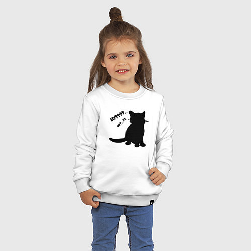 Детский свитшот Силуэт котёнка мур / Белый – фото 3