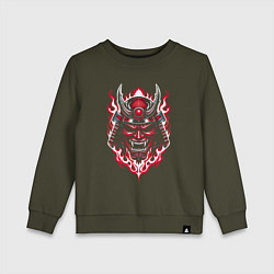 Свитшот хлопковый детский Samurai mask demon, цвет: хаки