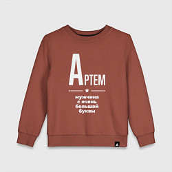 Свитшот хлопковый детский Артем мужчина с очень большой буквы, цвет: кирпичный