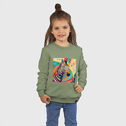 Свитшот хлопковый детский Неправильная зебра, цвет: авокадо — фото 2