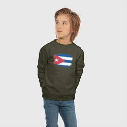 Свитшот хлопковый детский Флаг Кубы, цвет: хаки — фото 2
