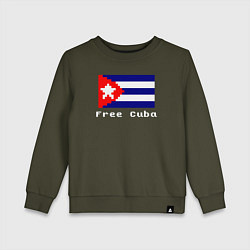 Свитшот хлопковый детский Free Cuba, цвет: хаки