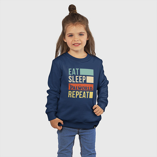 Детский свитшот Eat sleep Palworld rpeat / Тёмно-синий – фото 3
