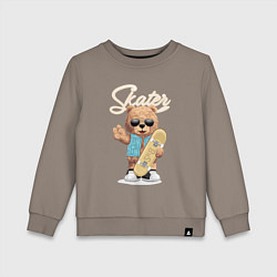 Свитшот хлопковый детский Плюшевый медведь скейтер, цвет: утренний латте
