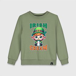 Свитшот хлопковый детский Irish Cream, цвет: авокадо