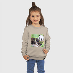 Свитшот хлопковый детский Панда медвед, цвет: миндальный — фото 2