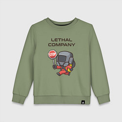 Свитшот хлопковый детский Lethal company: Stop Please, цвет: авокадо