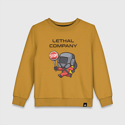 Свитшот хлопковый детский Lethal company: Stop Please, цвет: горчичный