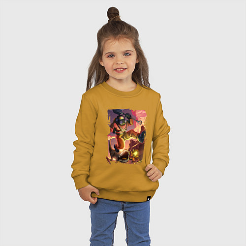 Детский свитшот Lethal Сompany: Running Fugu / Горчичный – фото 3