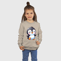 Свитшот хлопковый детский Маленький радостный пингвинчик, цвет: миндальный — фото 2
