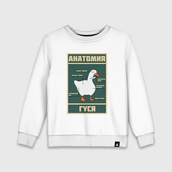 Свитшот хлопковый детский Анатомия гуся, цвет: белый