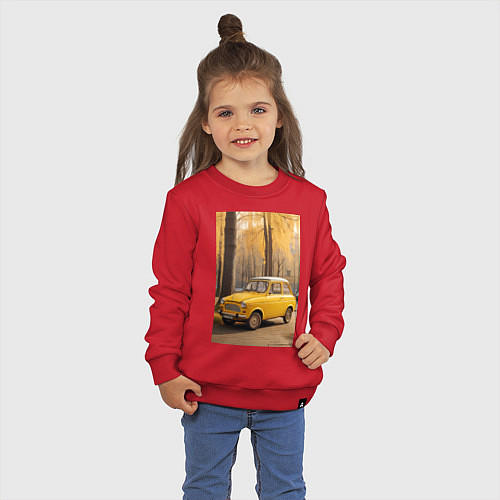 Детский свитшот Желтый ретро автомобиль / Красный – фото 3