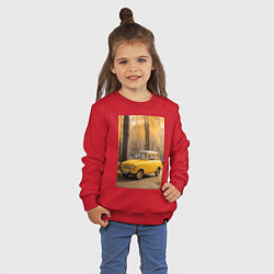 Свитшот хлопковый детский Желтый ретро автомобиль, цвет: красный — фото 2