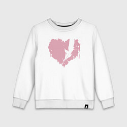 Свитшот хлопковый детский Сердце перья, цвет: белый