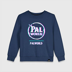 Свитшот хлопковый детский Palworld в стиле glitch и баги графики, цвет: тёмно-синий