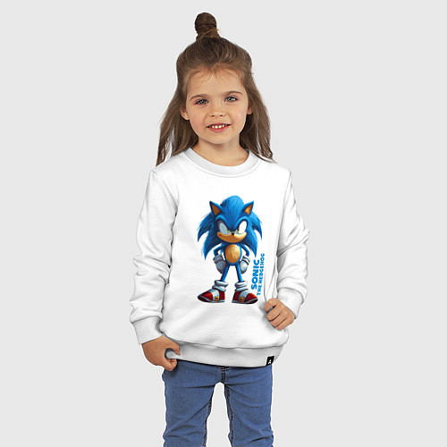 Детский свитшот Sonic - poster style / Белый – фото 3