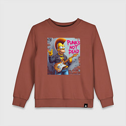 Свитшот хлопковый детский Homer Simpson - punks not dead, цвет: кирпичный