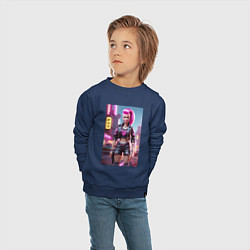 Свитшот хлопковый детский Барби в кожаных шортах - модница, цвет: тёмно-синий — фото 2
