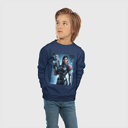 Свитшот хлопковый детский Mass Effect -N7 armor, цвет: тёмно-синий — фото 2
