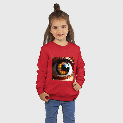 Детский свитшот Золотой карий глаз в стиле стимпанк / Красный – фото 3