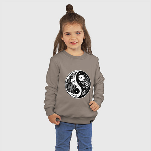 Детский свитшот Две рыбы символ инь янь / Утренний латте – фото 3