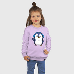 Свитшот хлопковый детский Привет от пингвина, цвет: лаванда — фото 2
