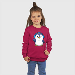 Свитшот хлопковый детский Привет от пингвина, цвет: маджента — фото 2