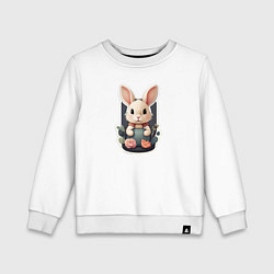 Свитшот хлопковый детский Маленький пушистый кролик, цвет: белый
