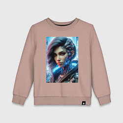 Свитшот хлопковый детский Cyber girl - ai art, цвет: пыльно-розовый