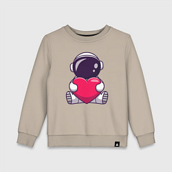 Свитшот хлопковый детский Космонавт и сердце, цвет: миндальный