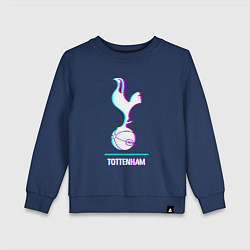 Свитшот хлопковый детский Tottenham FC в стиле glitch, цвет: тёмно-синий