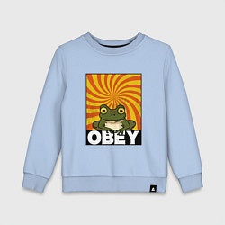 Свитшот хлопковый детский Гипножаба по мотивам Футурама на оранжевом фоне, цвет: мягкое небо