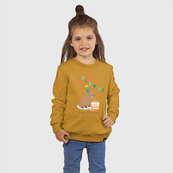 Свитшот хлопковый детский Capy birthday капибара, цвет: горчичный — фото 2