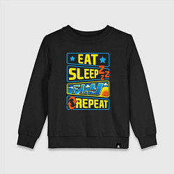 Свитшот хлопковый детский Eat sleep fly, цвет: черный