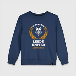 Свитшот хлопковый детский Лого Leeds United и надпись legendary football clu, цвет: тёмно-синий